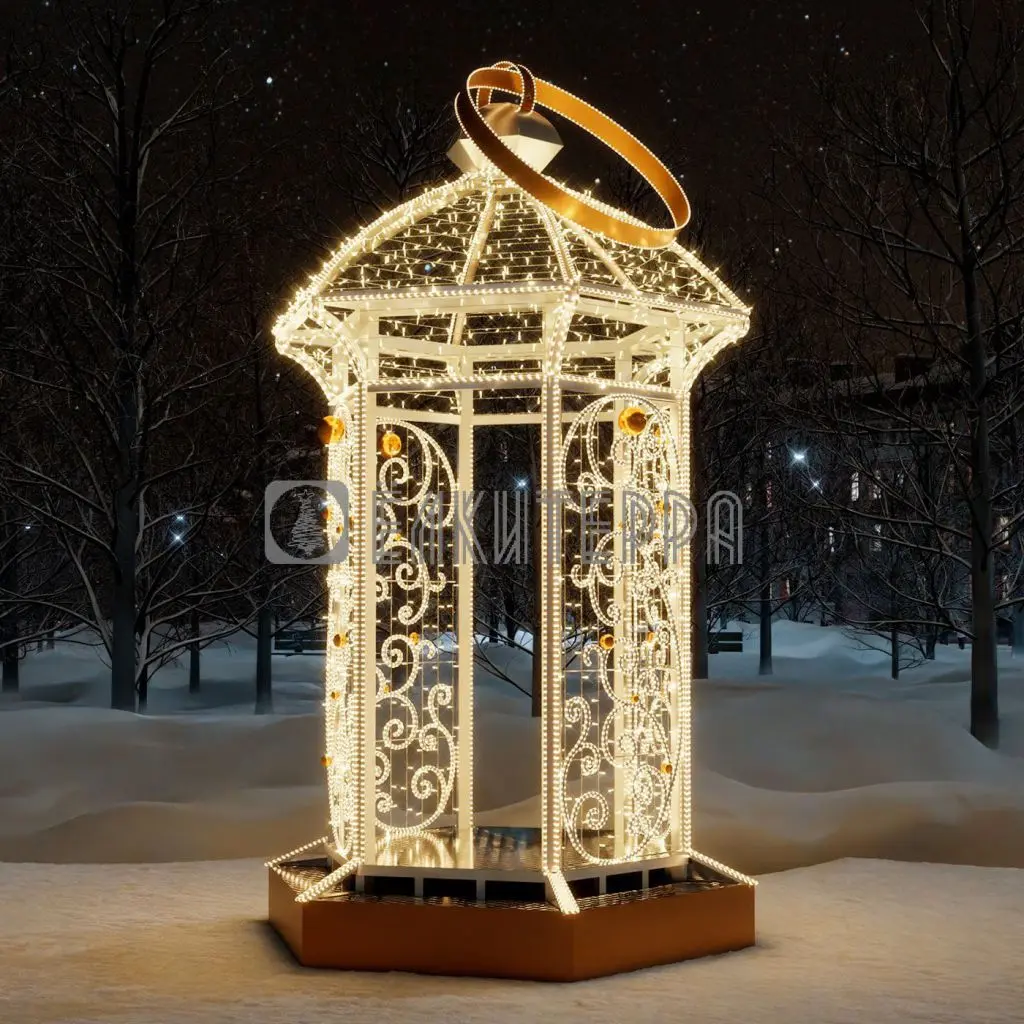 Фотозона новогодняя Фонарь большой золотой